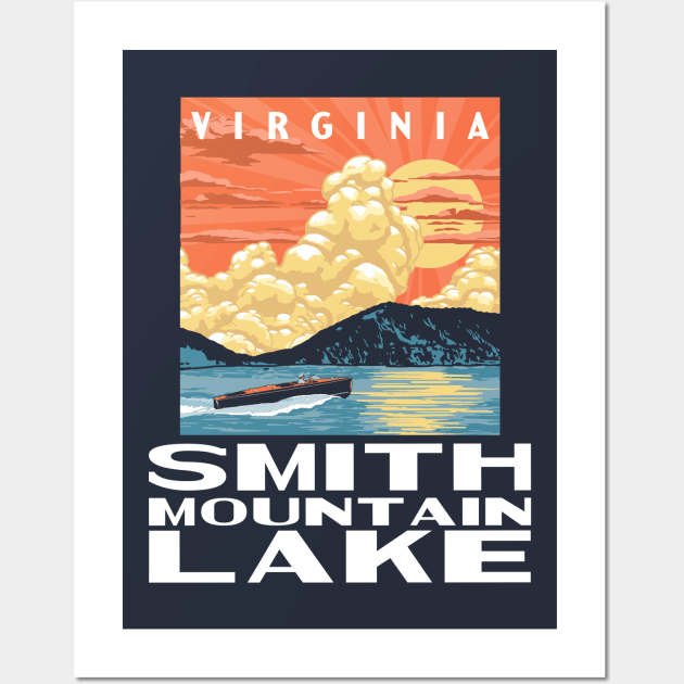 Smith Mountain Lake Virginia Vintage Boat WPA Poster Style Wall Art by GIANTSTEPDESIGN